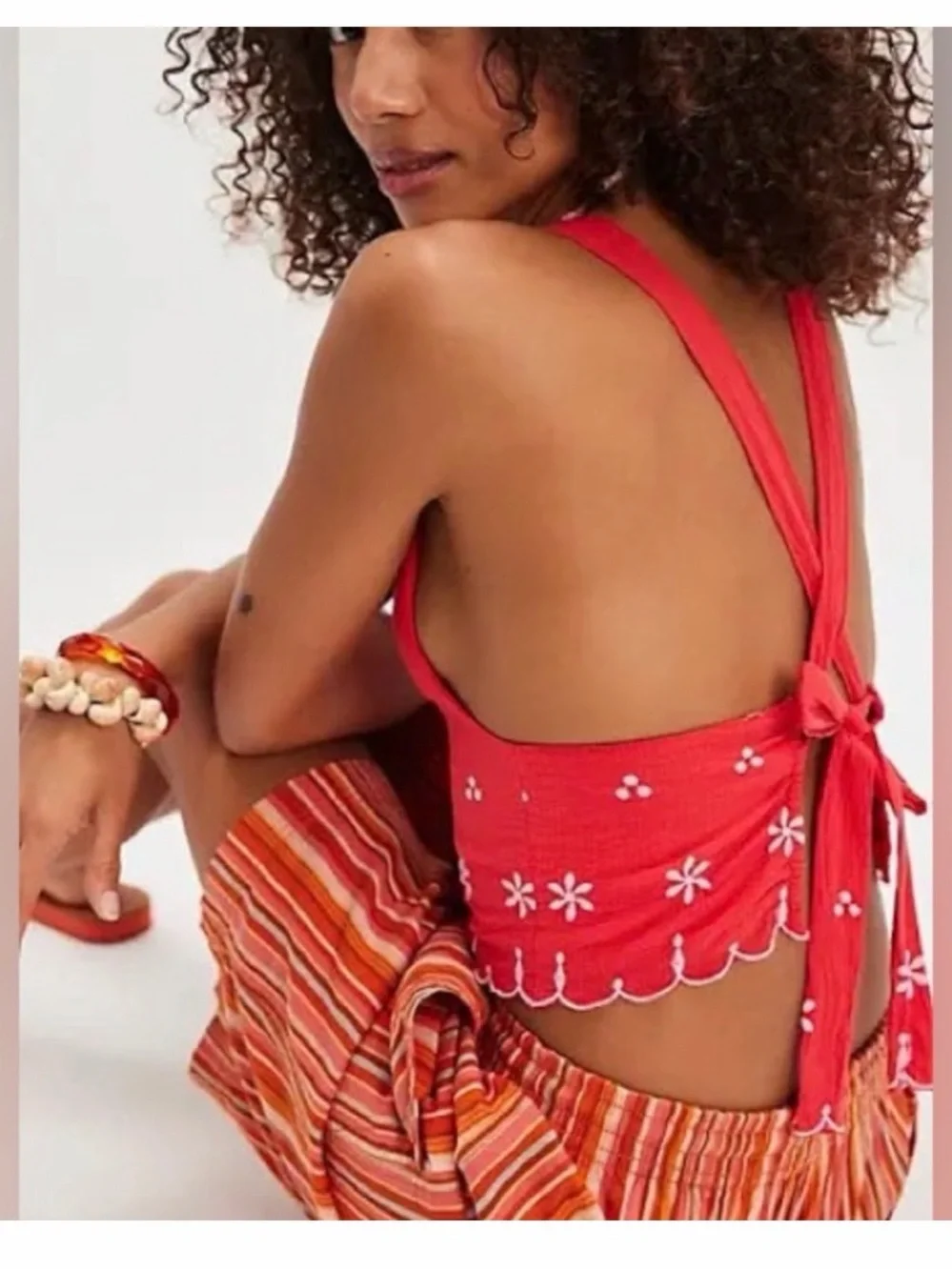 Free People The Kayla Solid Embroidered Top NWT